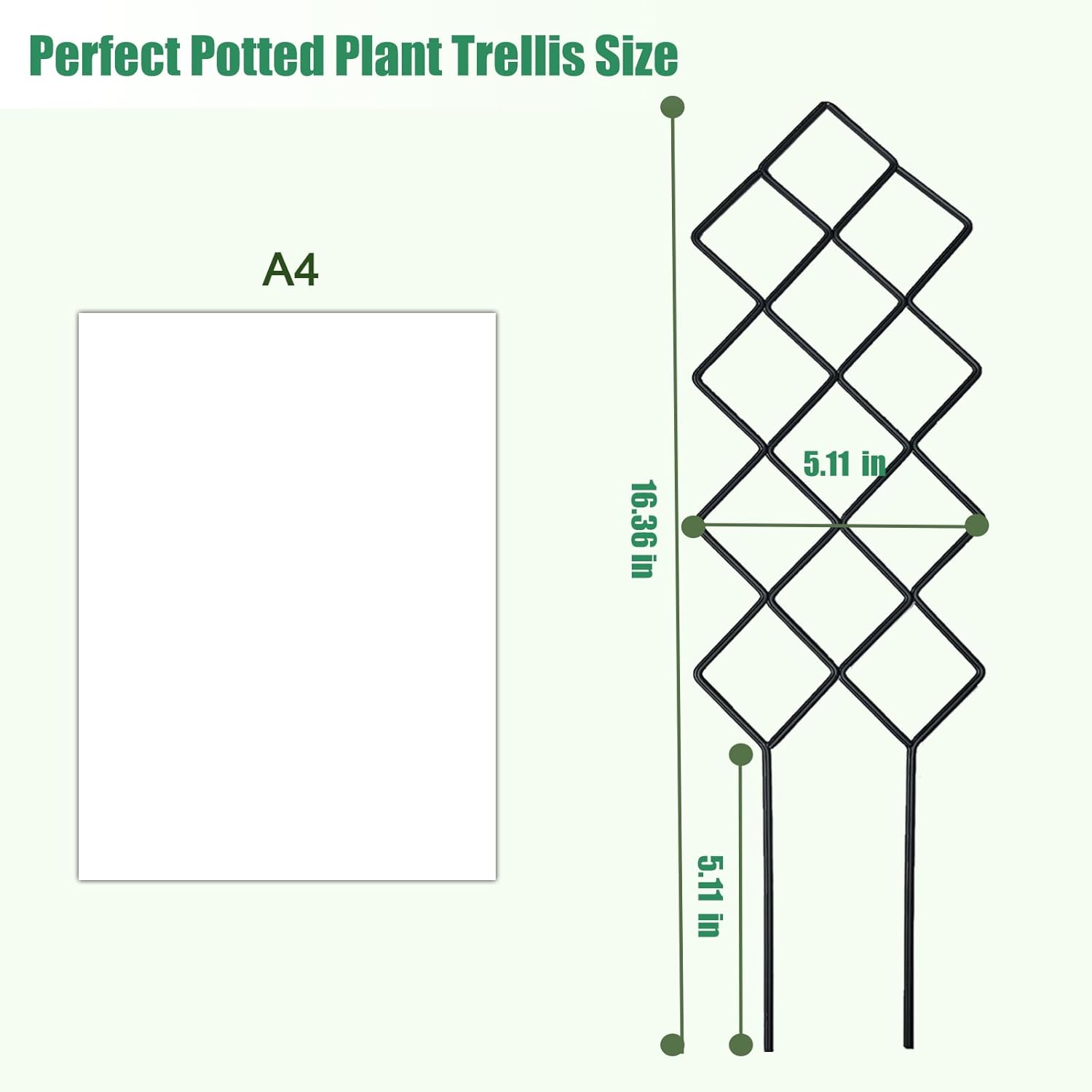 Metal Trellis for Climbing Plants Indoor, 16.36 inch Small Trellis for Potted Plants Geometric Shape Lattice for Ivy Vines Hoya Houseplants Flower 2 Pack