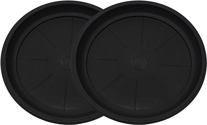 11" Decorative Heavy Duty Tray/Saucer (2 Pack) Pot/Planter Base for Indoor/Outdoor Decor (11 inches, Black)