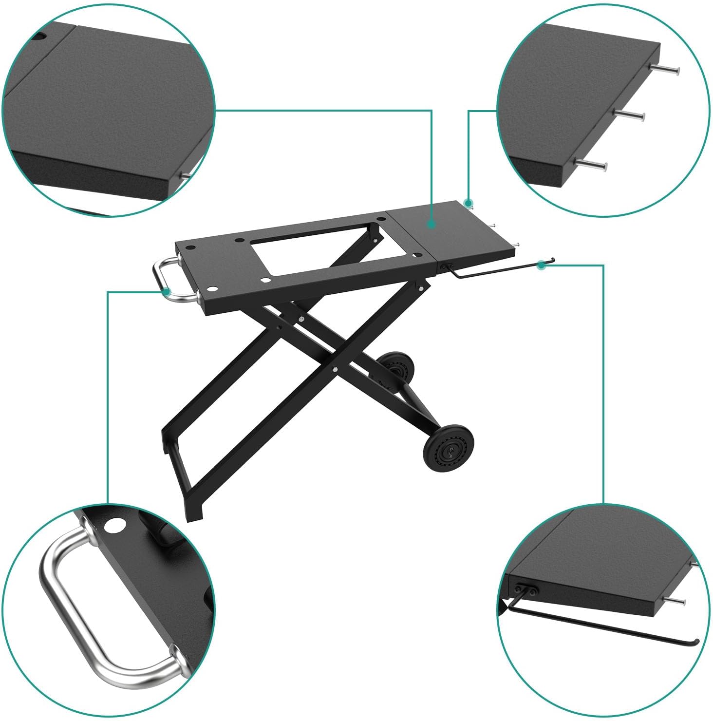 Foldable Grill Cart and Cover for Blackstone 17" and 22" Table Top Griddles, Grill Stand for Blackstone 17inch & 22inch TableTop Griddle, Camping and Outdoor Cooking.
