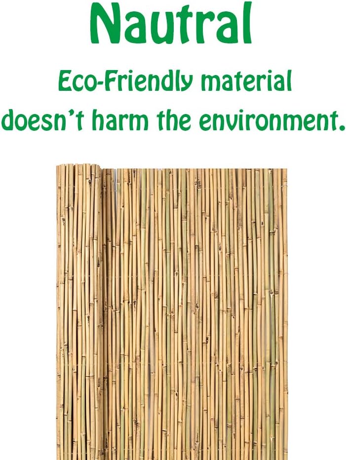 Mininfa Natural Rolled Bamboo Fence, Eco-Friendly Bamboo Fencing, 0.7 in D x 6 feet High x 8 feet Long, bambou Screen for Garden, Privacy