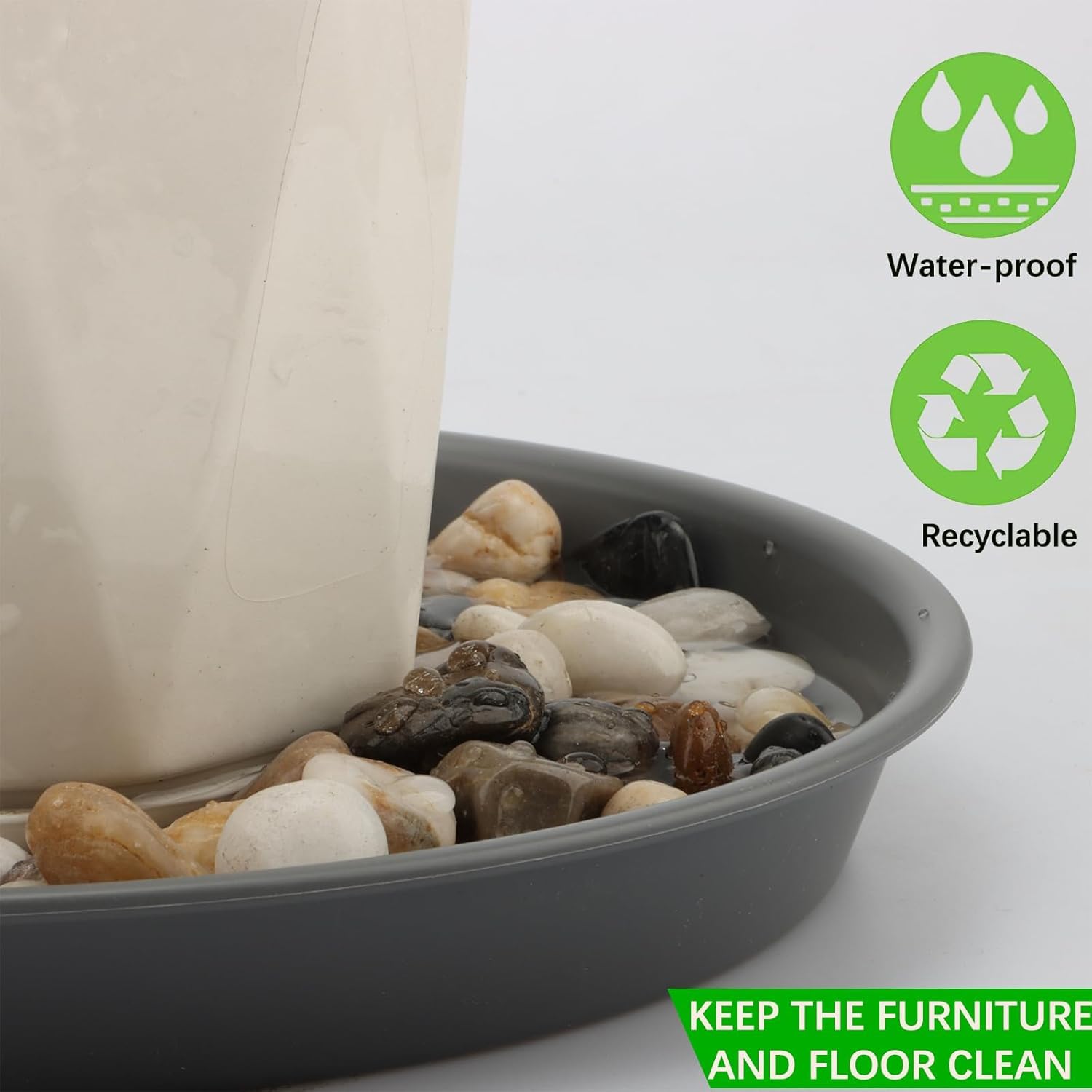 TITE Plant Saucer Heavy Large Planter Durable Thicker Plastic Plant Trays for Indoors and Outdoor,Plant Saucer Drip Trays (Grey, 16 inch)