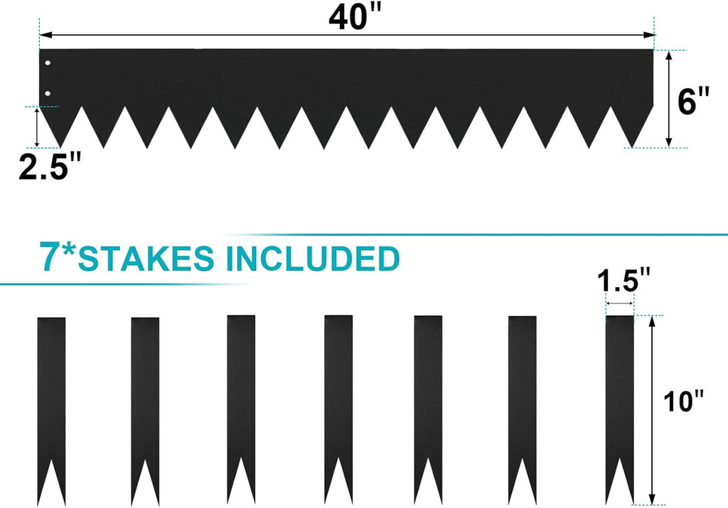 6 Inch Metal Landscape Edging, 6 Pack Heavy Duty Galvanized Steel Garden Edging,Steel Landscape Edging with 7 Clips for Lawn, Pathway, Yard