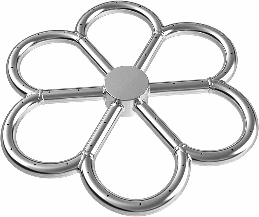 Skyflame 12-Inch Stainless Steel Fire Pit Burner, Flower-Shape Burner Ring for Fire Pit, Natural Gas & Propane Fireplace, Max BTU 90K