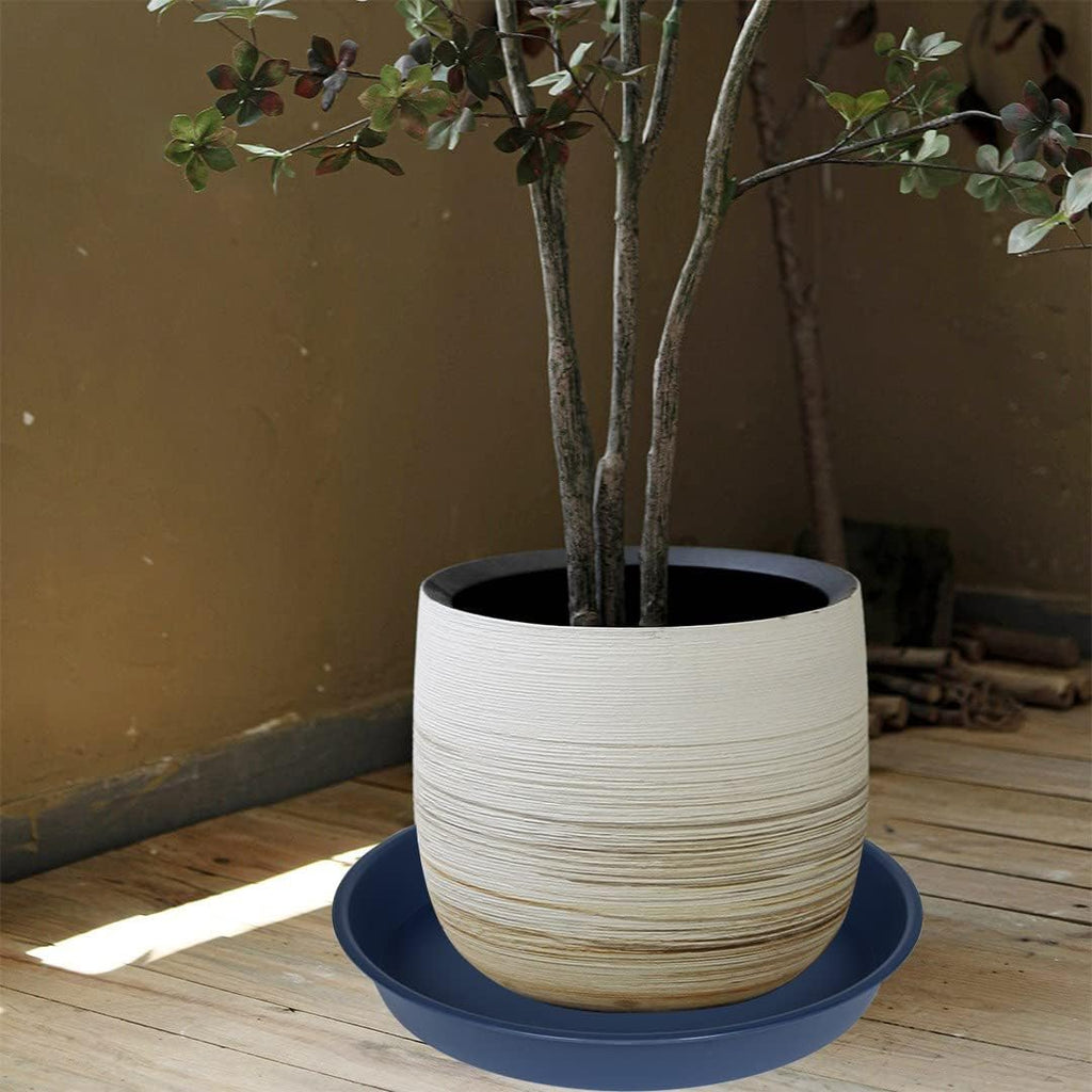 4 Pack of 16 17 inch Plant Saucer (15 inch Base), 2.3" Depth, Heavy Duty Deep Plant Trays for Planter Pots, Bird Bath Bowls, Plastic Plant Saucers for Indoors (17", Blue)