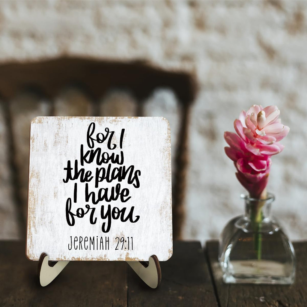 Motivational Wood Sign Rustic Desk Decor Home House Office Work Table Desk Accessories Decorative Christian Religious Bible Verse Faith Decorations Office Supplies Living Room Cubicle Decor