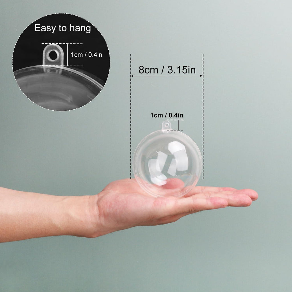 120 Pcs 3.15 Inch Clear Acrylic Fillable Balls, Christmas DIY Fillable Ornaments Balls, Acrylic Ornaments Ball for Christmas, Holidays, Weddings, Parties, and Home Decor