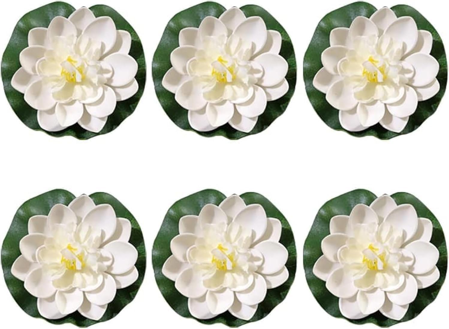6 Pcs White Artificial Lotus Flowers Large Floating Lotus Faux Water Lily Flowers Fish Pond Artificial Plants with Artificial Lily Pads, Artificial Plants, Lotus Flower, Decorations