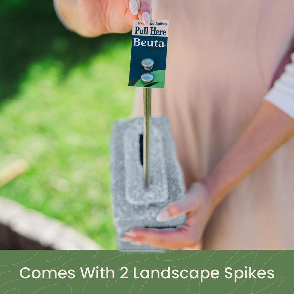 Beuta Landscape Edging | Garden Edging Border | Faux Stone Blocks for Lawn Edging, Flower Beds & Yard Edging – 4 Pack | Each Section Has 6 Blocks 48" L x 4" W x 6.5" H | 8 Spikes | Greystone