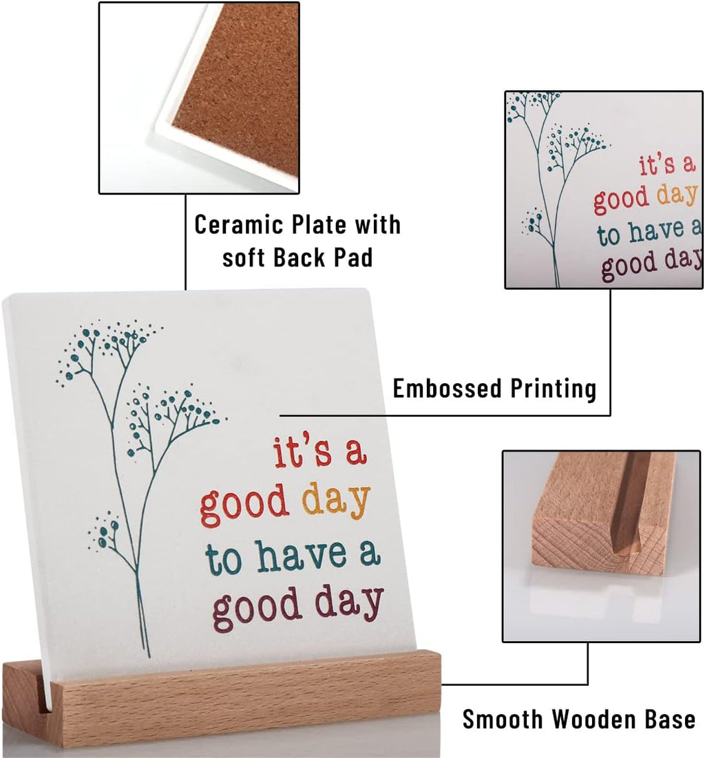 Positive Decor Motivational Gifts for Women, It's a Good Day Sign Inspirational Desk Art Decor, Emotion cheerful Support Mindset Good Vibes Decoration for Home Office