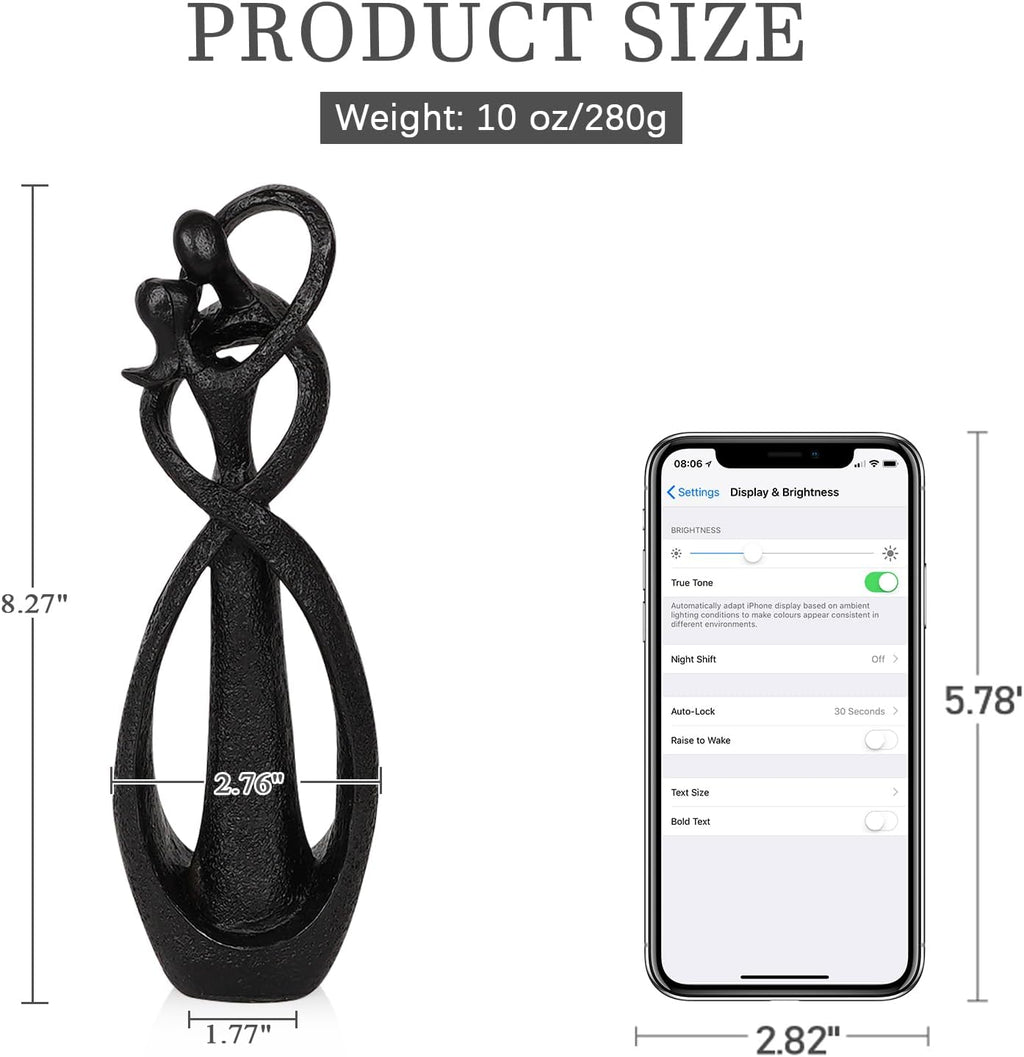 Trycooling Kissing Lovers Statue Abstract Sculpture Resin Statues for Home Decor Modern Home Office Desktop Shelf Bookshelf Decor (Black)