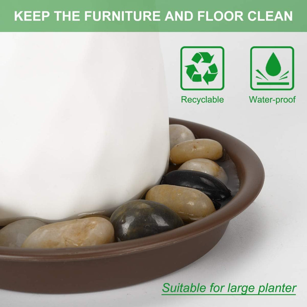 Plant Saucer 10 inch, Heavy Large Planter Durable Thicker Plastic Plant Trays for Indoors and Outdoor, Plant Saucer Drip Trays,Brown(10" - 3 Pack)