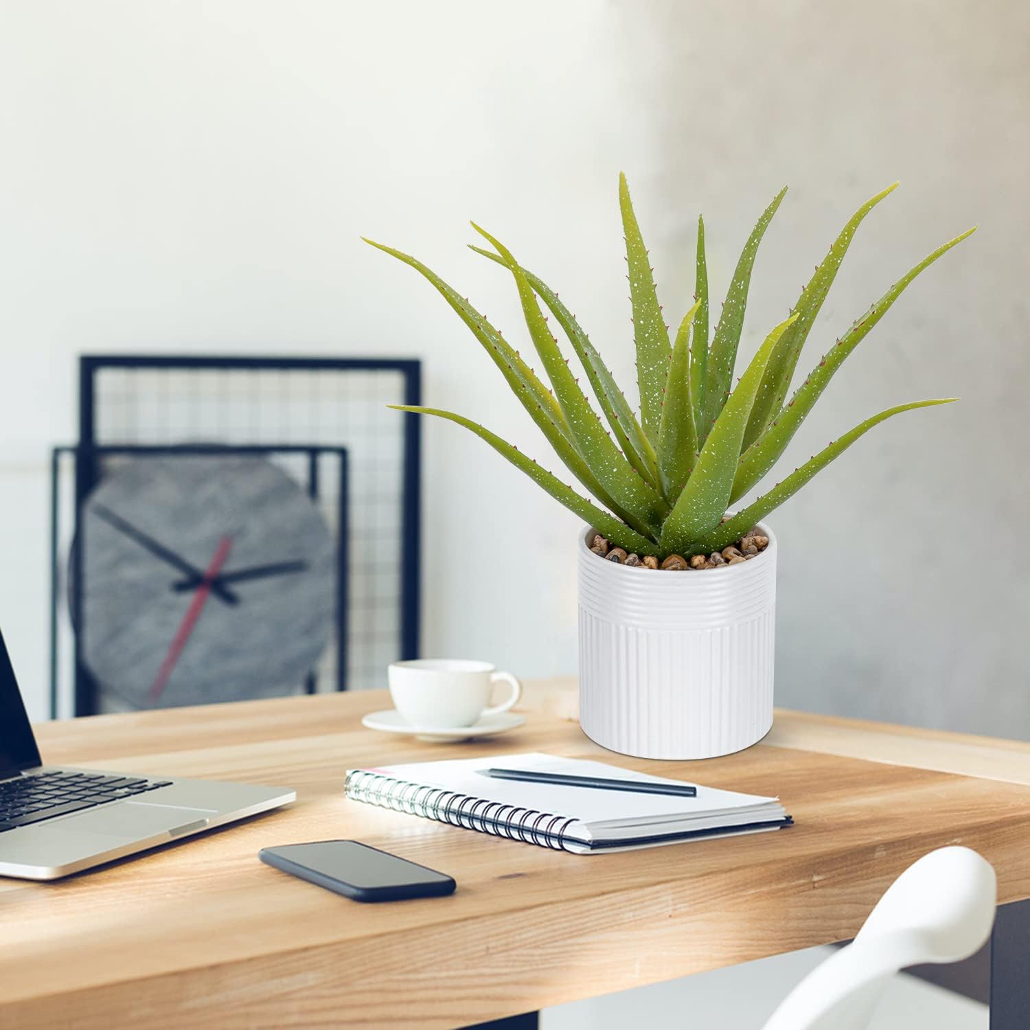 Artificial Succulent Plants 14 Inch Large Faux Succulents with Ceramic Pot Fake Aloe Potted Plant for Home Indoor Bathroom Table Bedroom Shelf Office Decor