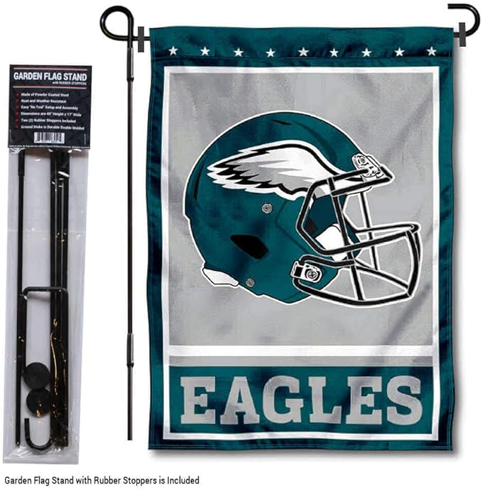WinCraft Philadelphia Eagles Football Garden Flag and Pole Stand Holder