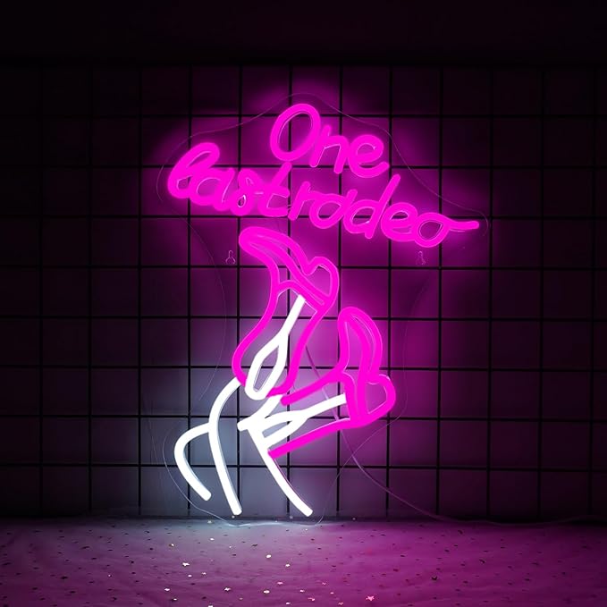 WLHOPE One Last Rodeo Neon Sign Cowboy Boots Neon Sign Led Sign,Dimmable Cowgirl Neon Signs for Wall Decor,Connectivity Via USB Licked Neon Light for Bedroom Home Bar Club Hotel Party Western Decor