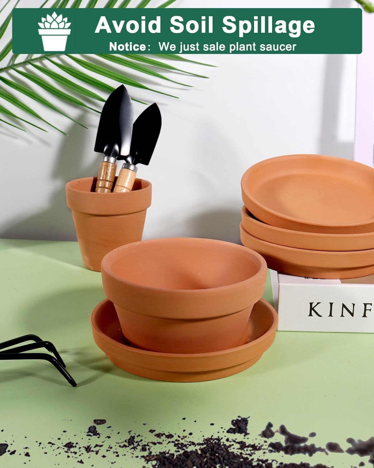 vensovo 4 Inch Terracotta Plant Saucer Pots Tray - 6 Pcs Round Planter Saucers for Indoor & Outdoor Plants, Small Clay Trays Perfect for 3 Inch 3.5 Inch 4 Inch Flower Pot