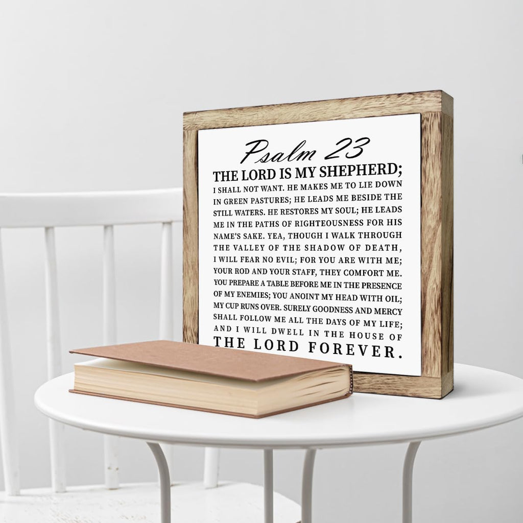 Scripture Sign, The Lord is My Shepherd Sign, Wooden Plaques Box Signs, Christian Desk Sign, Spiritual Table Decor Sign, Bible Verse Decor, Religious Artwork, Shelf Decoration, Living Room Decor