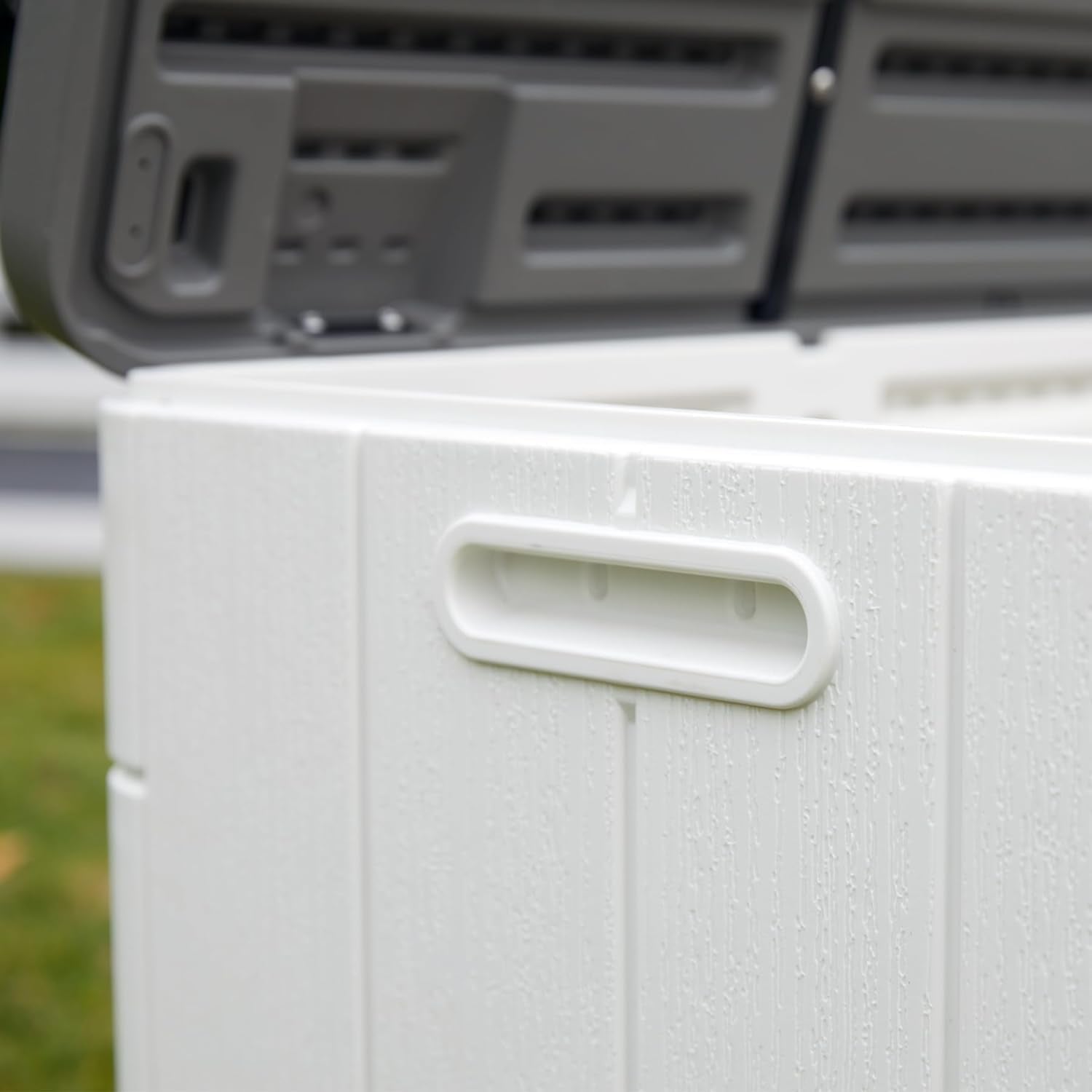 100 Gallon Outdoor Storage Box Waterproof Lockable Resin Deck Box Large, Patio Storage Bin for Pool Accessories Cushion Furniture, Garden Tools, UV-Resistant Outside Delivery Black&White