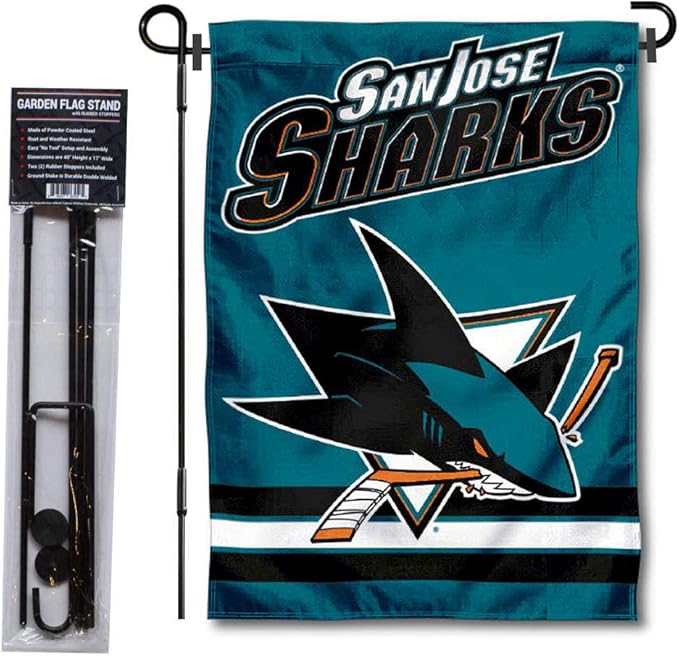 WinCraft San Jose Sharks Garden Flag with Pole Stand Holder