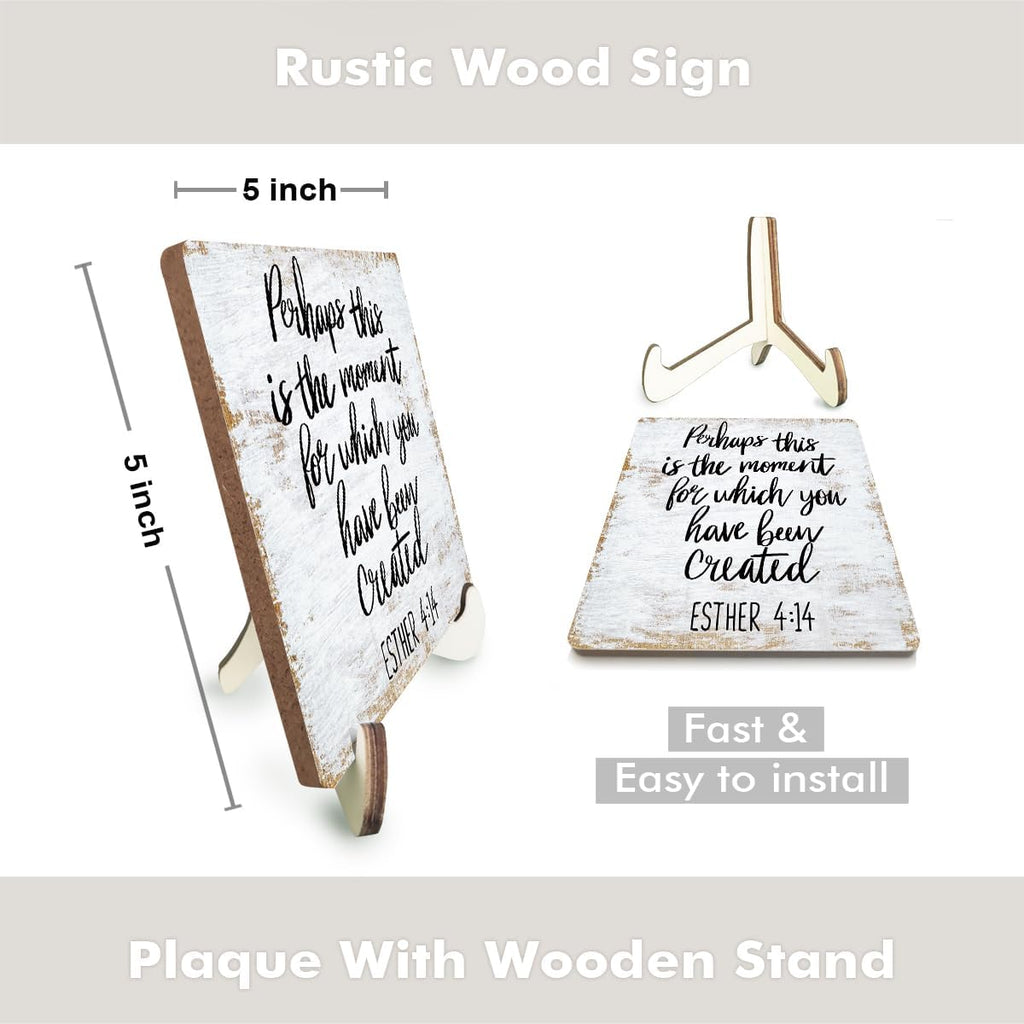 Motivational Wood Sign Rustic Desk Decor Home Farmhouse Office Decor Work Table Desk Accessories Decorative Christian Religious Bible Verse Faith Decorations Office Supplies Bedroom Cubicle Decor