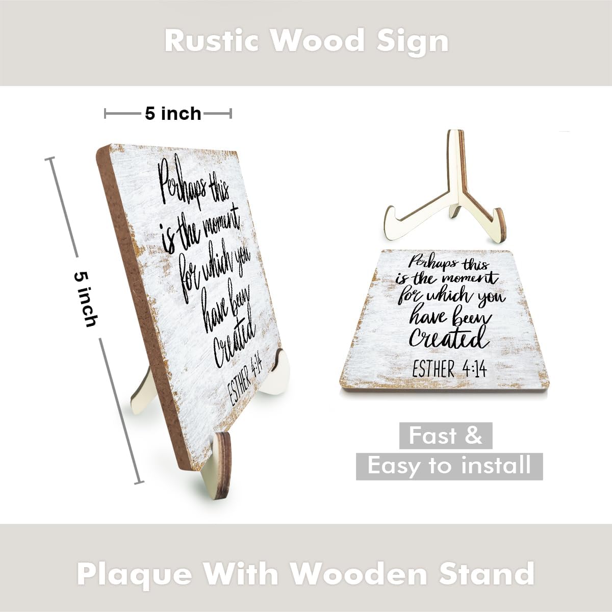 Motivational Wood Sign Rustic Desk Decor Home Farmhouse Office Decor Work Table Desk Accessories Decorative Christian Religious Bible Verse Faith Decorations Office Supplies Bedroom Cubicle Decor