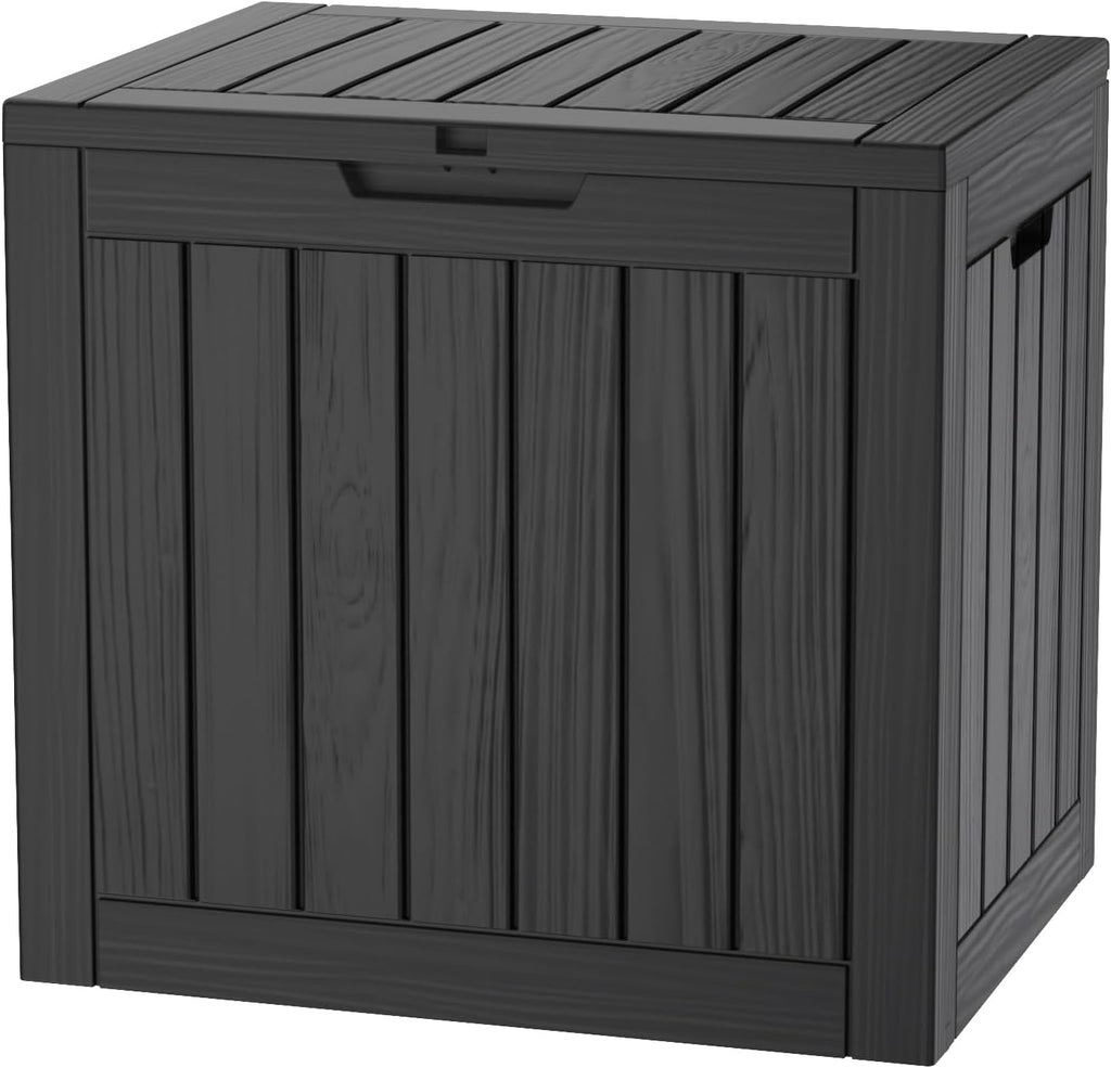 35 Gallon Lockable Resin Deck Box, Waterproof & UV-Resistant Outdoor Storage Box for Outdoor Cushion Storage, Garden Tools & Pool Accessories Storage, Black