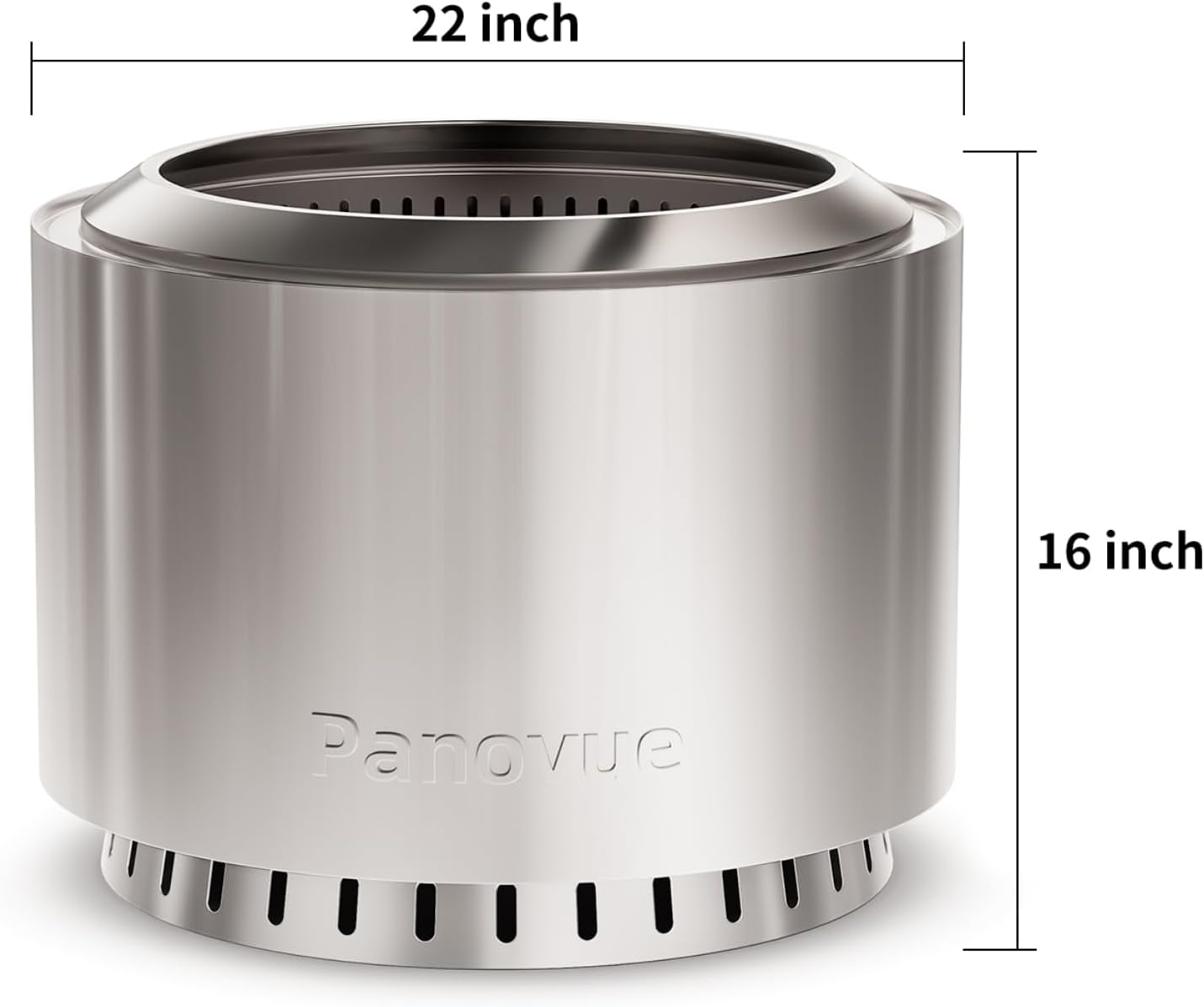 22 inch Smokeless Fire Pit with Waterproof Cover, Stainless Steel Outdoor Smokeless Firepit, Wood Burning Fire Pits for Camping, Bonfire,Low Smoke Firepit for Outside[Slivery]