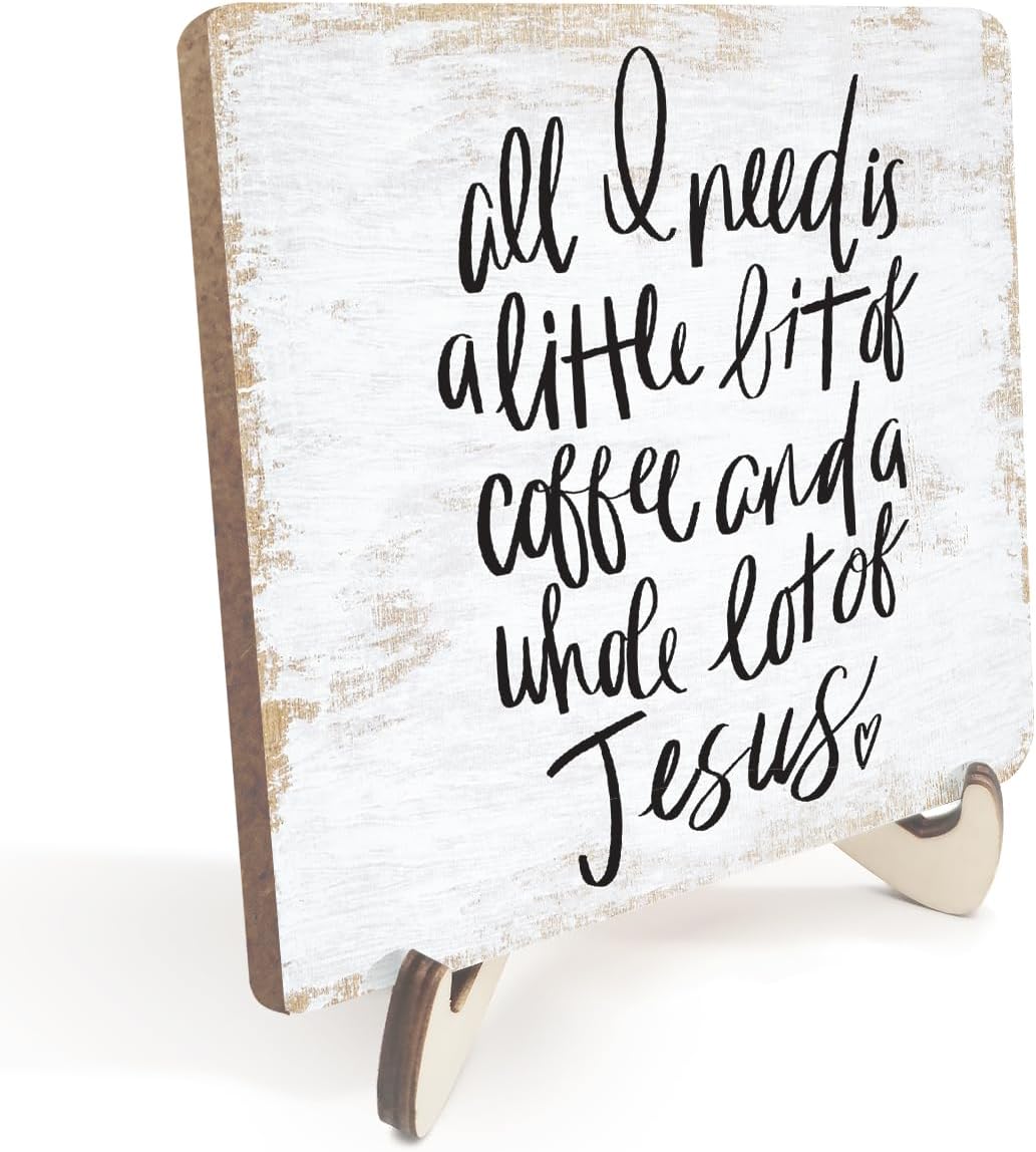 Inspirational Wood Sign Rustic Desk Decor Home Cubicle Office Decor Work Table Office Accessories Decorative Christian Religious Bible Verse Faith Decorations Office Supplies Cubicle Decor
