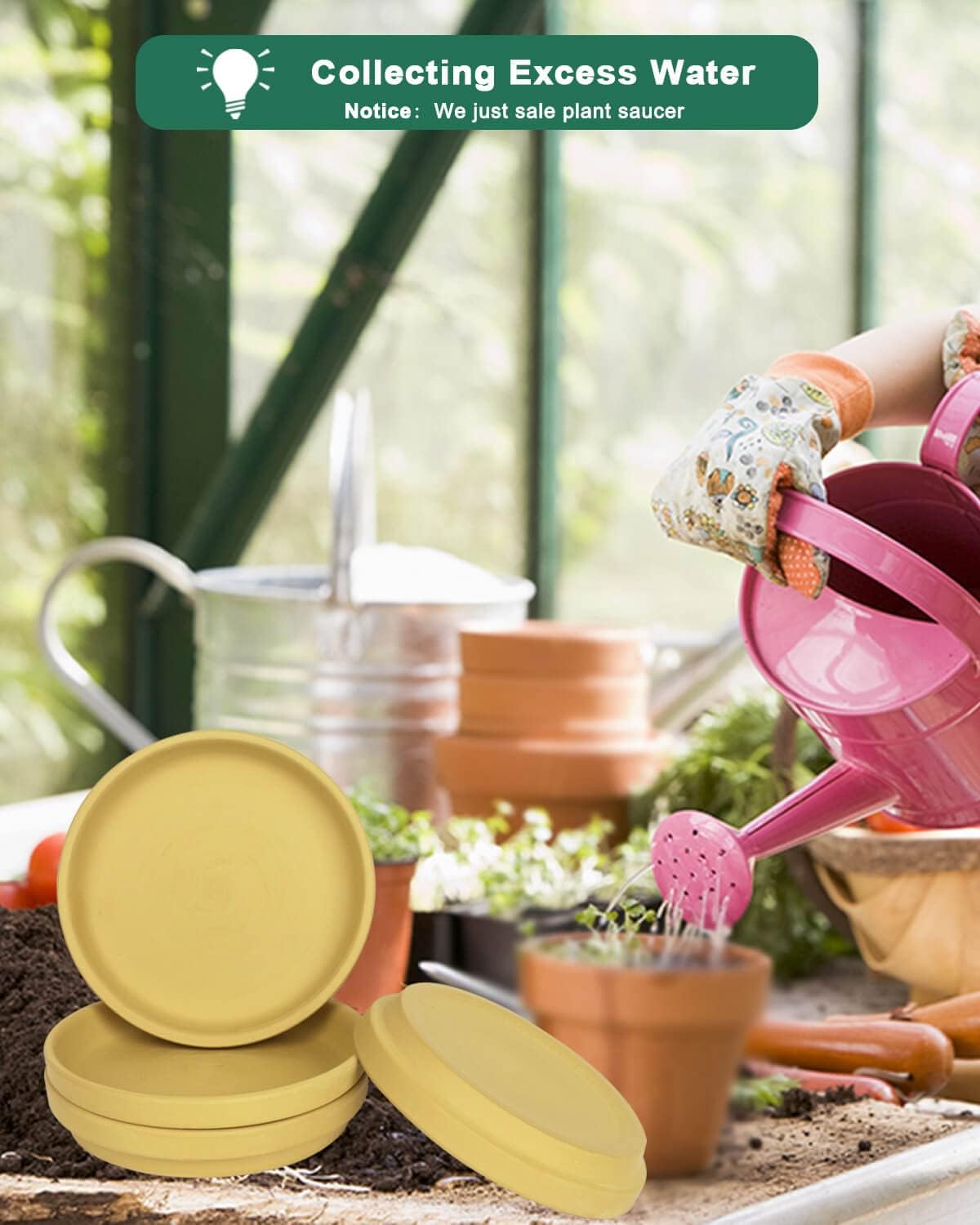 vensovo 6 Inch Yellow Terracotta Plant Saucer Pots Tray - 6 Pcs Round Planter Saucers for Indoor & Outdoor Plants, Small Clay Trays Perfect for 5 Inch 5.5 Inch 6 Inch Flower Pot