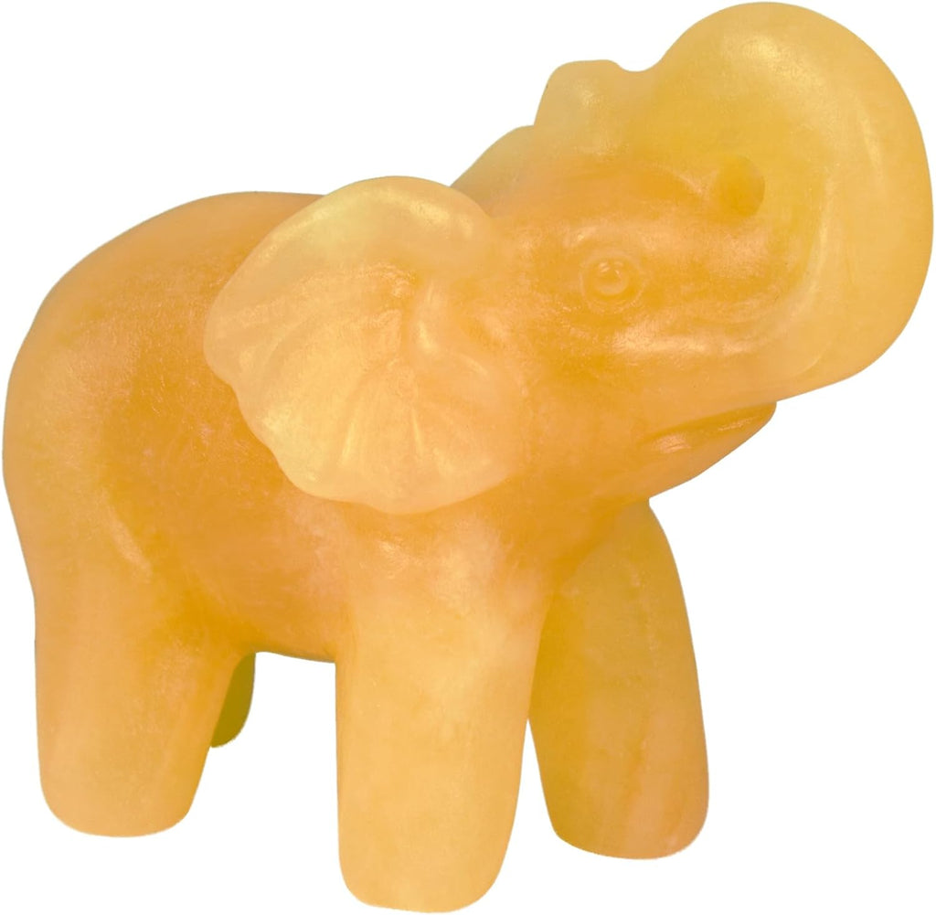 2 Inch Yellow Jade Crystal Elephant Sculpture Handcrafted Healing Stone Animal Figurine Spiritual Home Decor Lucky Charm Gift for Wealth Success Positive Energy and Meditation Lovers