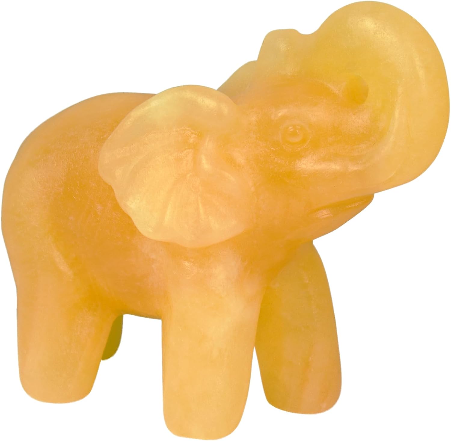2 Inch Yellow Jade Crystal Elephant Sculpture Handcrafted Healing Stone Animal Figurine Spiritual Home Decor Lucky Charm Gift for Wealth Success Positive Energy and Meditation Lovers