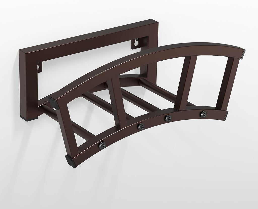 Garden Hose Holder Wall Mounted, Outdoor Heavy Duty Metal Water Hose Holder Hanger Holds 125-ft Water Pipe, Sturdy Detachable Hose Storage Organizer Reel Rack for Outside Garden Lawn Yard Farm, Bronze