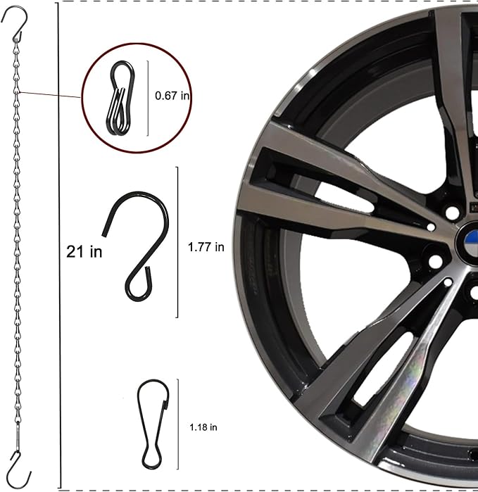 10 Pack 21 Inch Black Hanging Chains with hooks, Grow Lights Chain adjusable, Hanging chains for bird feeders, Plant hanger indoor, Hanging Planter, Christmas wreath, Pendant light, Wind Chime