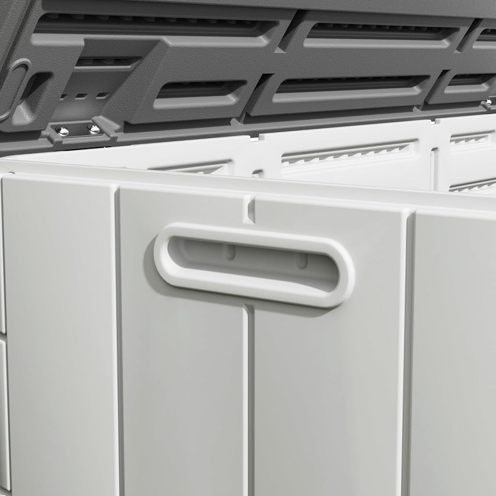 100GAL White Resin Deck Box with Wheels – Lockable, Waterproof, SGS-Tested UV Resistance, Spacious Outdoor Storage for Patio Cushions & Pool Gear, Easy Assembly