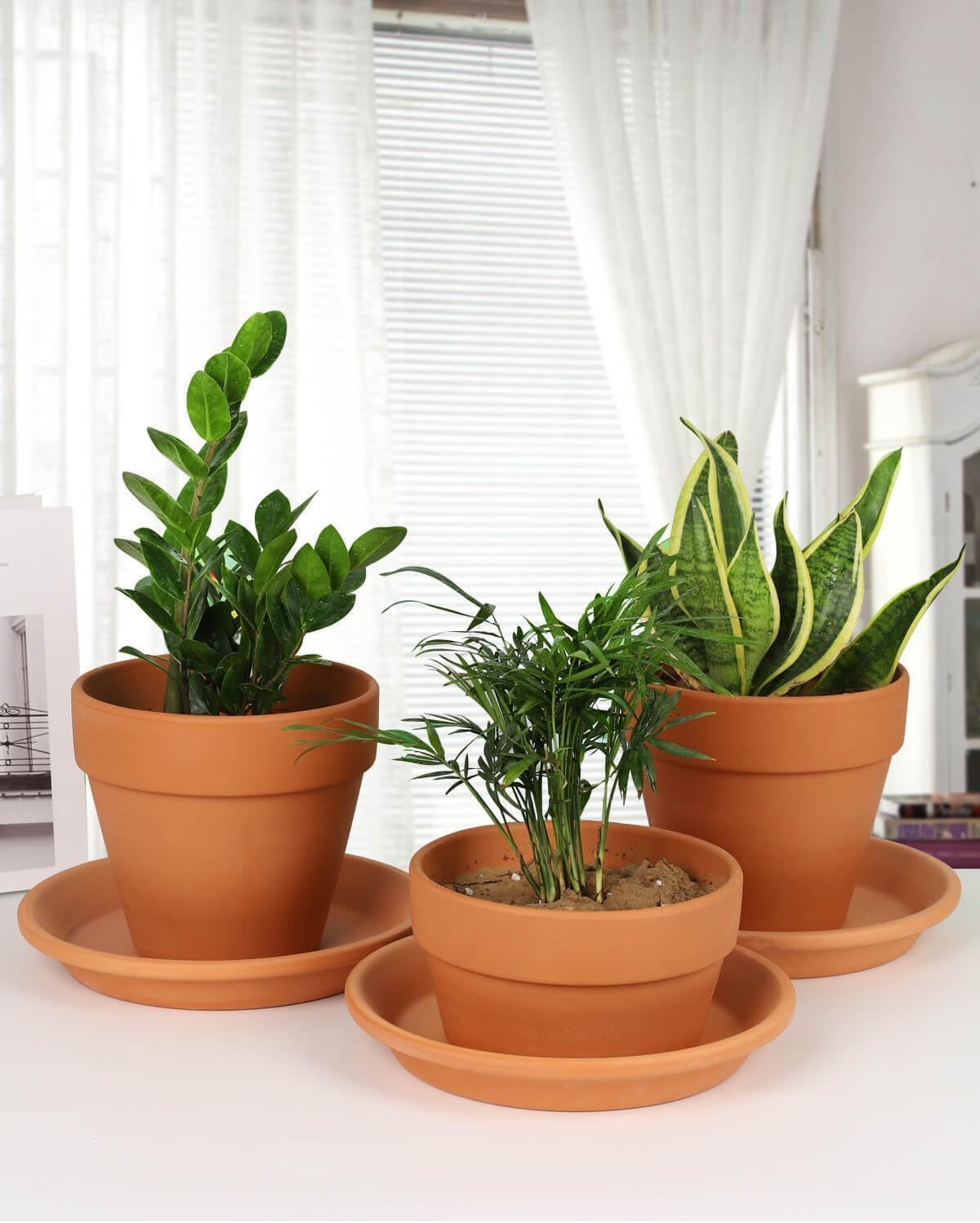vensovo 11 Inch Terracotta Plant Saucer Pots Tray - 3 Pcs Round Planter Saucers for Indoor & Outdoor Plants, Large Clay Trays Perfect for 10,10.5,11 Inch Flower Pot