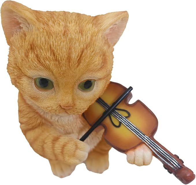 Orange Tabby Cat Garden Statue Decor, Resin Cute Sculptures Gift for Cat Lovers, Pet Memorial Stones for Loss of Pet, Kitty Figurine Art Decoration for Bedroom