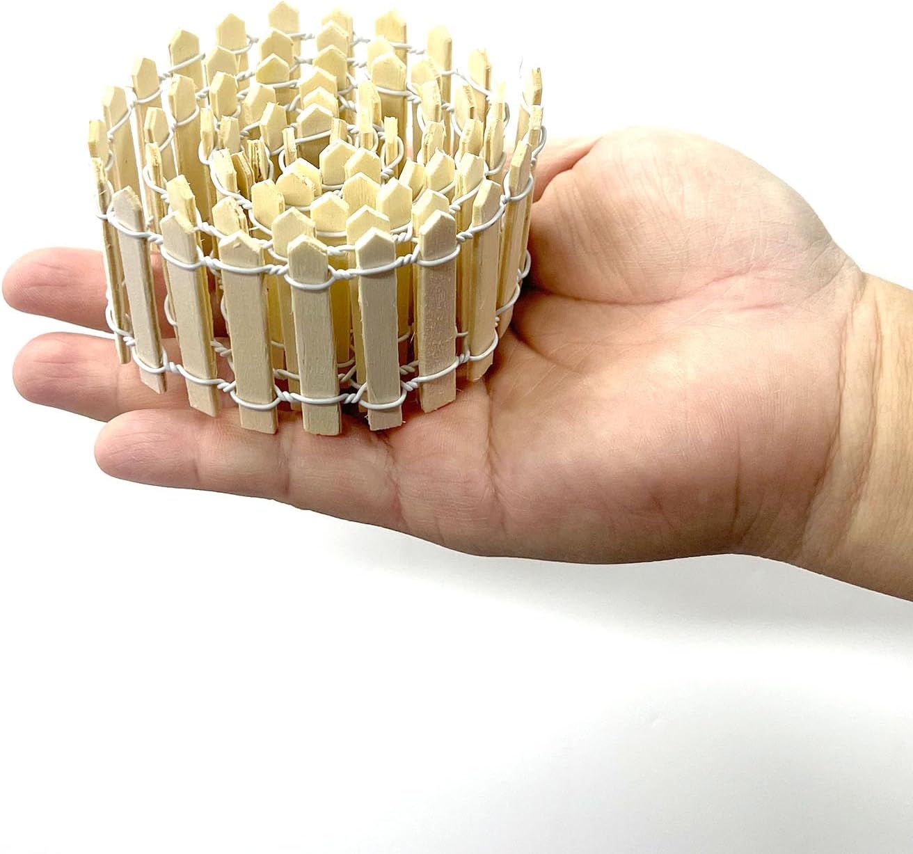 35 Inches Mini Fairy Garden Fence DIY Small Wood Decorative Picket Fence Micro Landscape Miniature Ornaments for Dollhouse, Crafts, Diorama Project, Plant Pot, Nature Wood