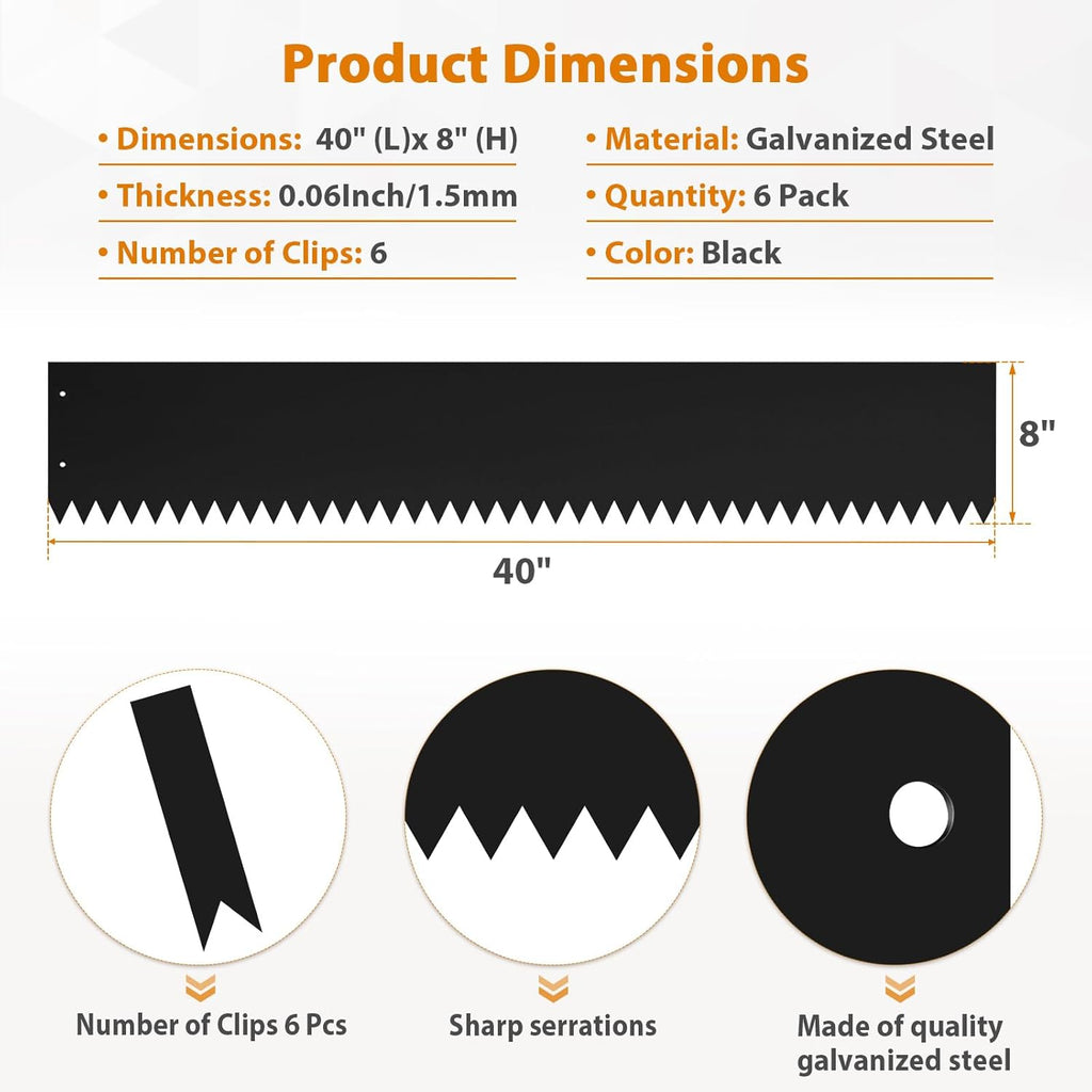 8 Inch Steel Landscape Edging,6 Pack Hammer in Edging for Landscaping, Metal Landscape Edging for Lawn, Pathway, Yard