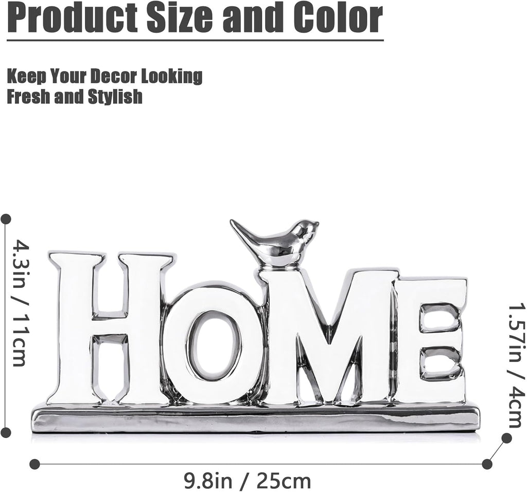 Love Sign Decoration,White and Silver Love Signs for Home Decor,Bird Sculpture Personalized Love Decor,Chrome Style Figurine Decorative Ornaments for Living Room,Bedroom,Desktop (Home, White+Silver)