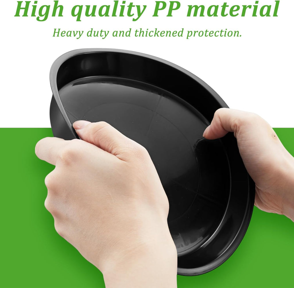 Eccliy 6 Pack Plastic Plant Saucer Heavy Duty Planter Saucers Large Plant Pot Plastic Water Trays for Indoors and Outdoors Flower Drip (8 Inch,Black)