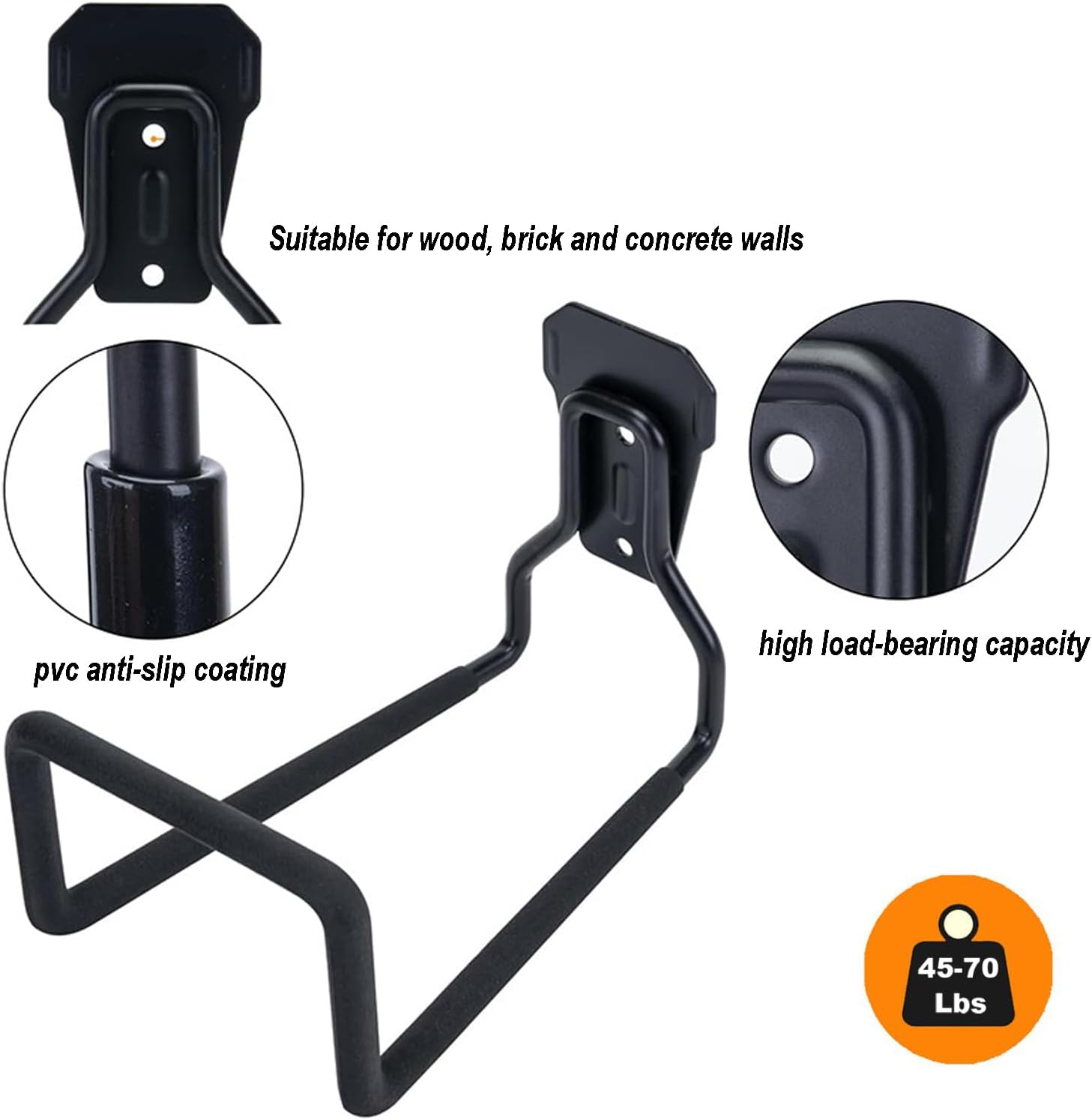 Metal Garden Hose Holder - Heavy Duty Wall Mounted Hose Reel for Outside, Hose Hanger, Sturdy Water Hose Storage, Easy Install, Versatile Use, Garden Hose Rack (Black 1pc)