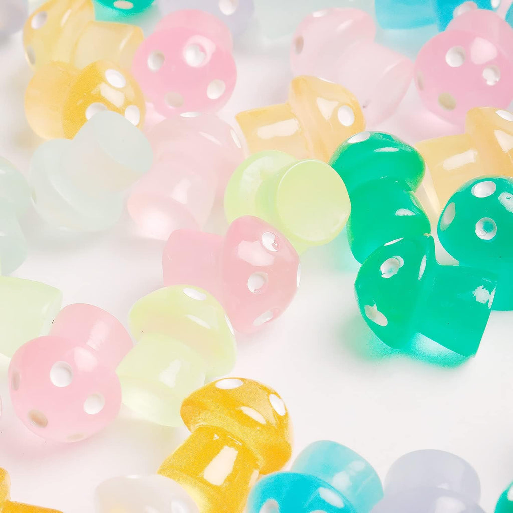 X Hot Popcorn Mini Resin Glow in The Dark Tiny Mushrooms Luminous Mushrooms Decor for Fairy Garden Decoration DIY Craft Micro Landscape 100PCS