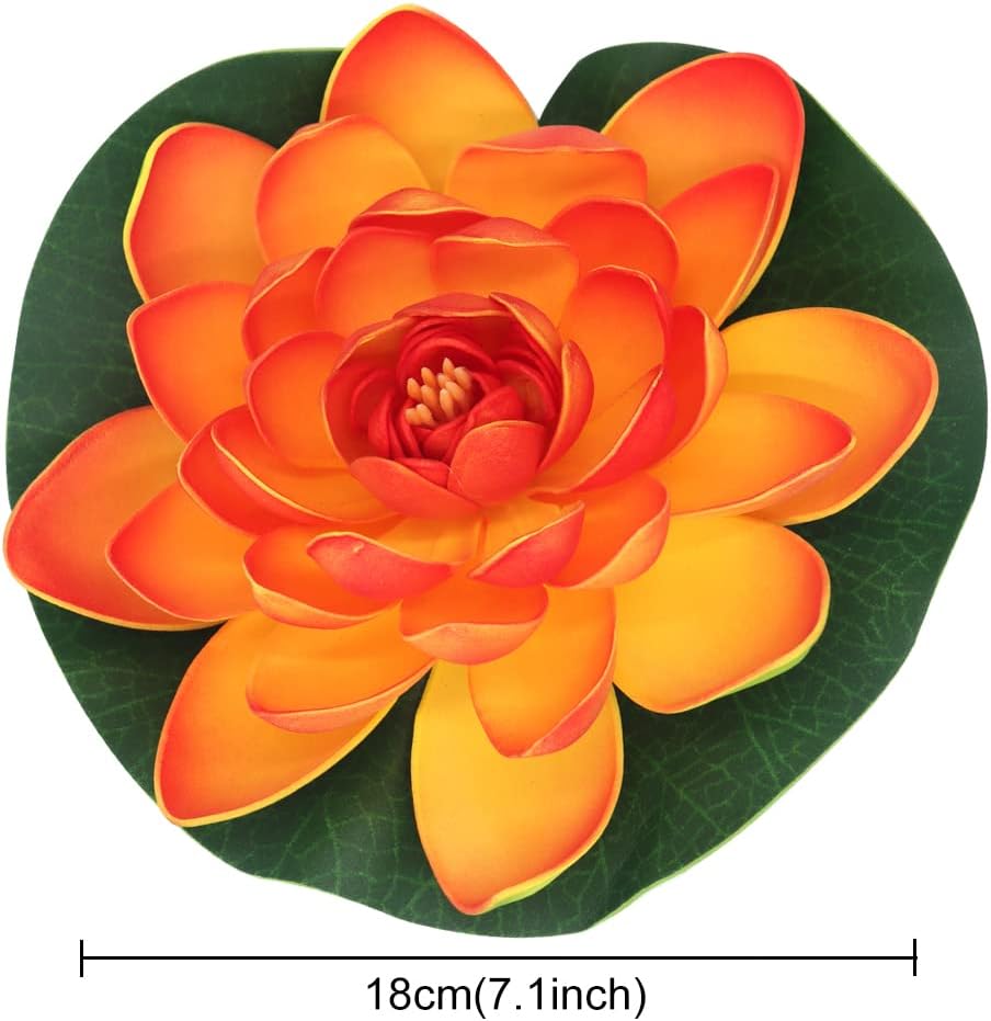 FZBNSRKO Artificial Lotus,4PCS 7.1" Inch Floating Foam Lotus Flowers for Pool,Realistic Water Lily Pads for Home Outdoor Patio Pond Wedding Party Decorations,Sunset Red