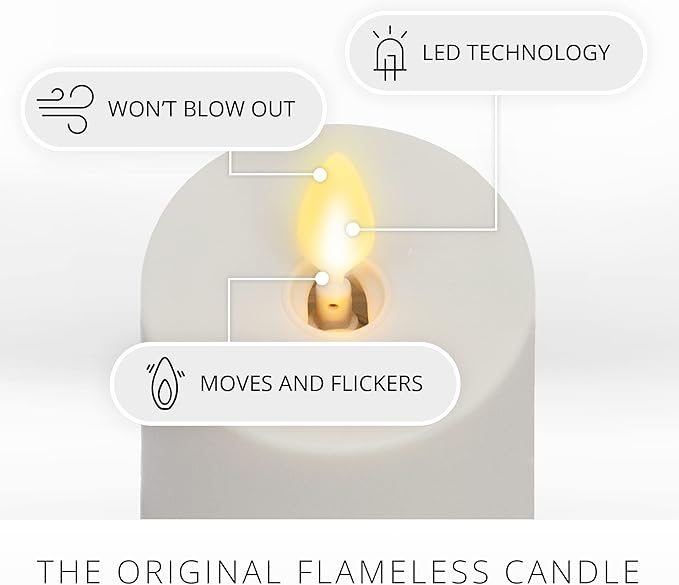 Luminara Outdoor Votive Flameless LED Candle, Pearl Ivory 2" x 3.2", Moving Flame Battery Operated Timer Remote Ready IPX4 Matte Plastic Finish