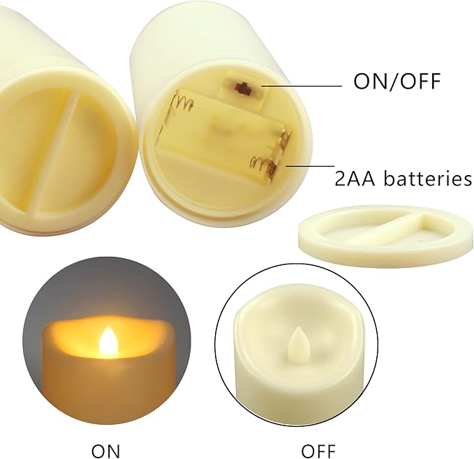 Waterproof Outdoor Battery Operated Flameless Pillar Candles with Timer White Plastic Realistic Flickering Fake Electric LED Lights for Lantern Garden Wedding Christmas Decorations 3”x5” 2 PCS