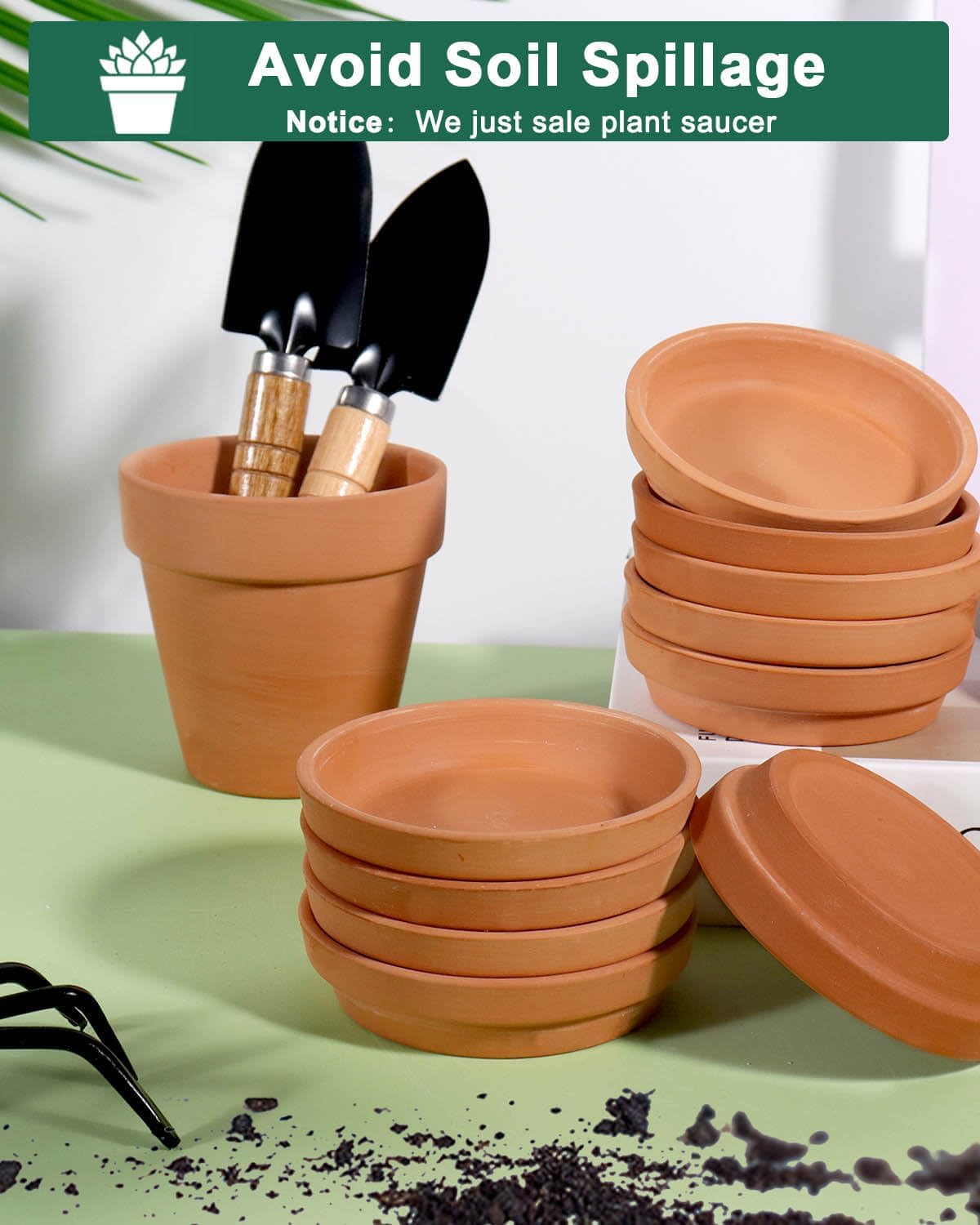 vensovo 3 Inch Terracotta Plant Saucer Pots Tray - 32 pcs Mini Planter Saucers for Indoor & Outdoor Plants, Small Clay Trays Perfect for 2 Inch 2.5Inch Flower Pot