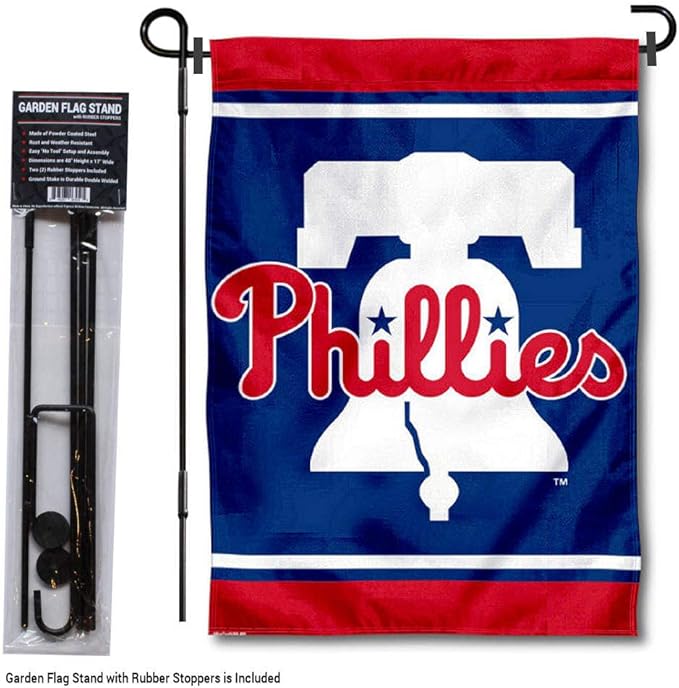 WinCraft Philadelphia Phillies Liberty Bell Garden Flag and Flagpole Stand Holder