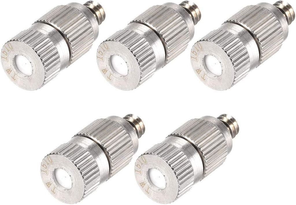uxcell Brass Misting Nozzle - 3/16-inch Threaded 0.15mm Orifice Dia Fogging Spray Head for Outdoor Cooling System - 5 Pcs Silver Tone