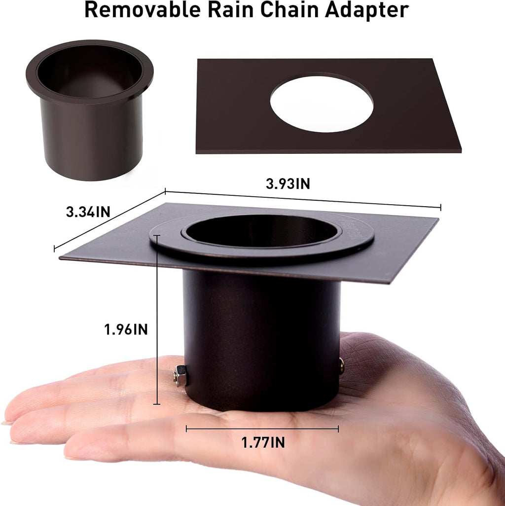 Rain Chain Set 8.5 Ft,Not Rust Wrought Iron Rain Chains for Gutters with Adapter Gotta Drain and Anchoring Stake, 14 Cups, 1 Hook, Adjustable Length for Garden Decorative (Coffee)