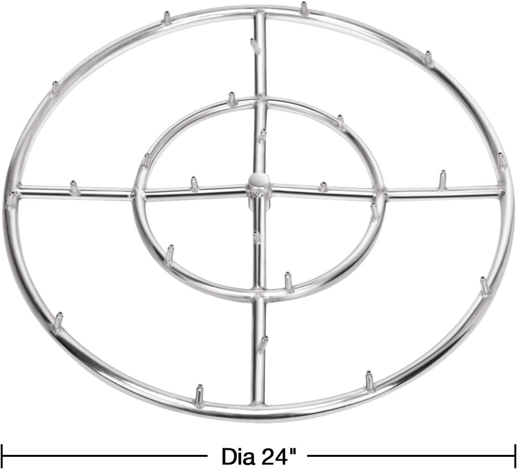 Stanbroil 24" High Flame Round Jet Burner Ring for Natural or Propane Gas Fire Pit, 304 Series Stainless Steel, Double Ring