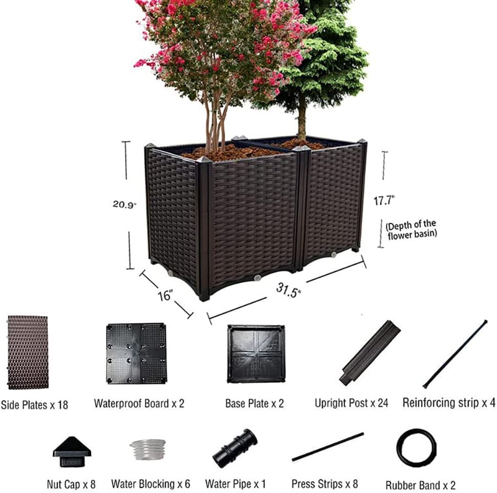 Raised Garden Bed Large Planters for Outdoor Plants Elevated Rectangular Garden Box Kits for Gardening, Vegetables, Flowers and Herbs in Backyard Patio Balcony